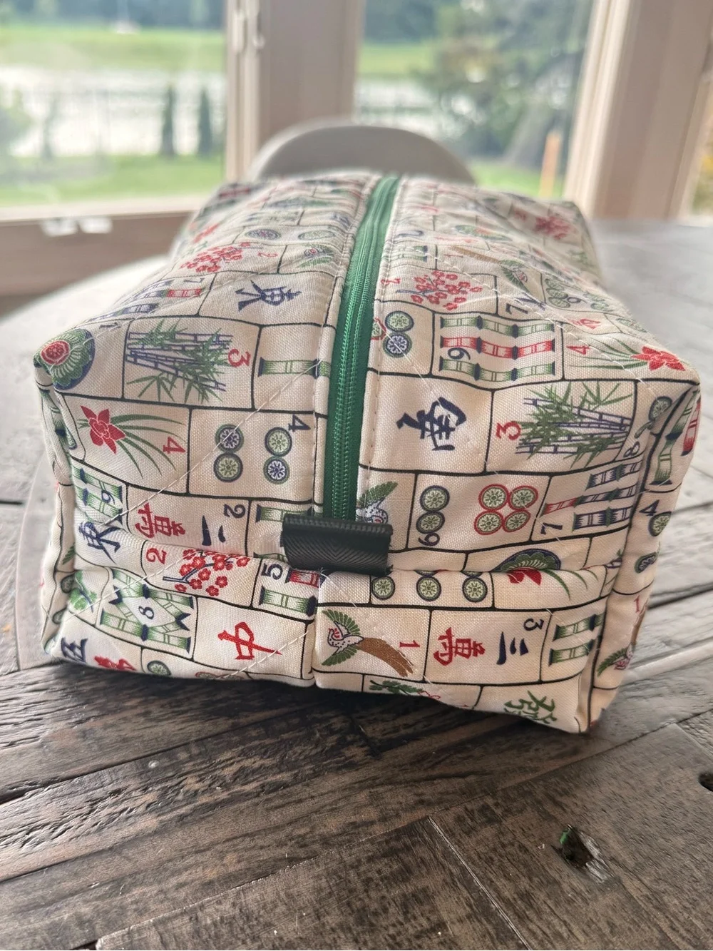 NEW Handmade Mahjong Tile Embroidered & Quilted Boxy Pouch Bag